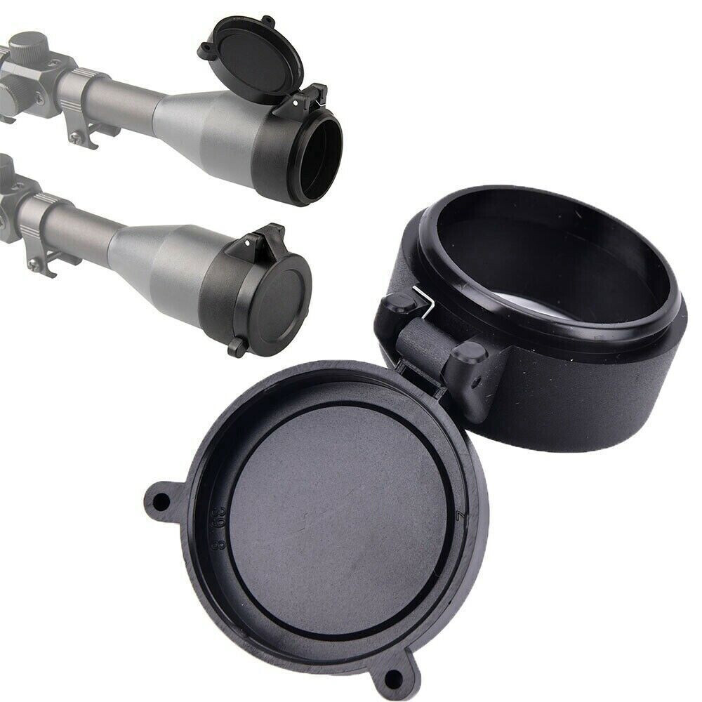 2PCS Rifle Scope Lens Cover Flip Up Cap Objective Lense Lid Quick Spring Protect