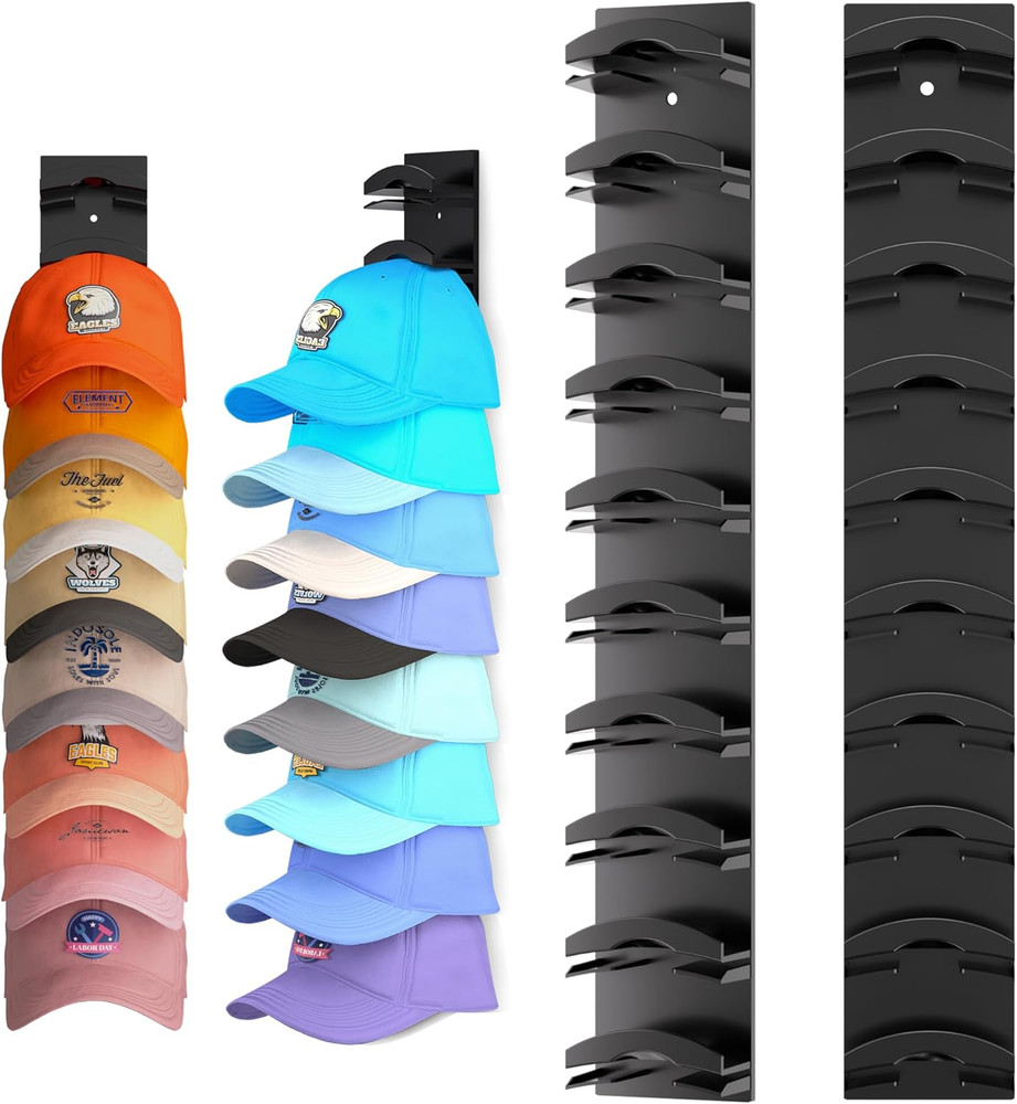 Hat Organizer for Baseball Caps 2Pack, Hat Rack for Wall with Strong Adhesive Ho