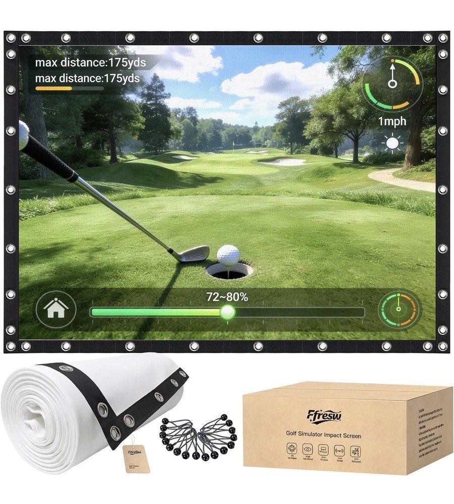 Golf Simulator Impact Screen 14x9 Ft Triple Layer Projection Screen Indoor