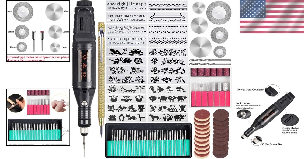 Variable Speed Engraving Tool Kit - 108 Accessories for Ultimate Personalization