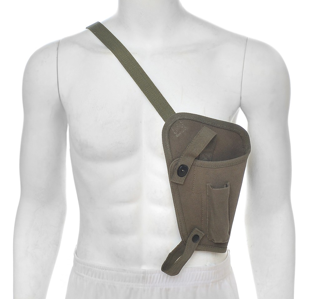 US WW2 M3 OD Canvas Colt 1911 .45 Tanker Shoulder Holster with Magazine Pouch