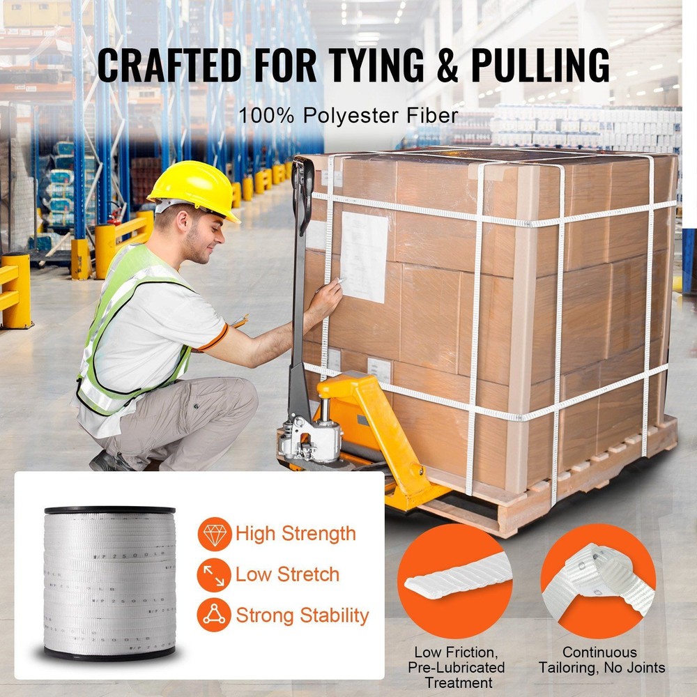 Efficient 2500lbf 3/4in x 1053ft Pre-Slicked Polyester Webbing