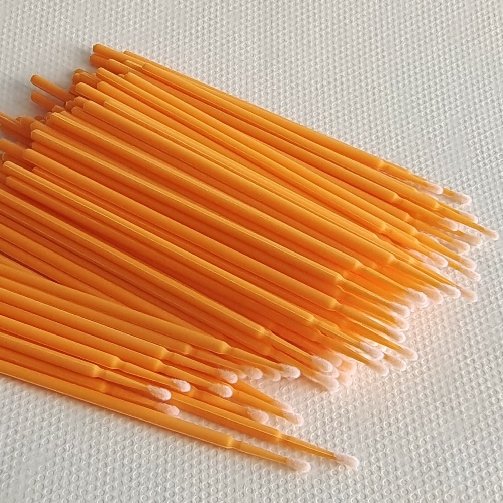 Dental Disposable Micro Applicator Brush Bendable Makeup Eyelash Brushes Orange