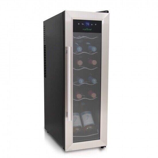 NutriChef Home Wine Cooler Fridge.Digital Touchscreen Control,12 Bottle PKCWC12