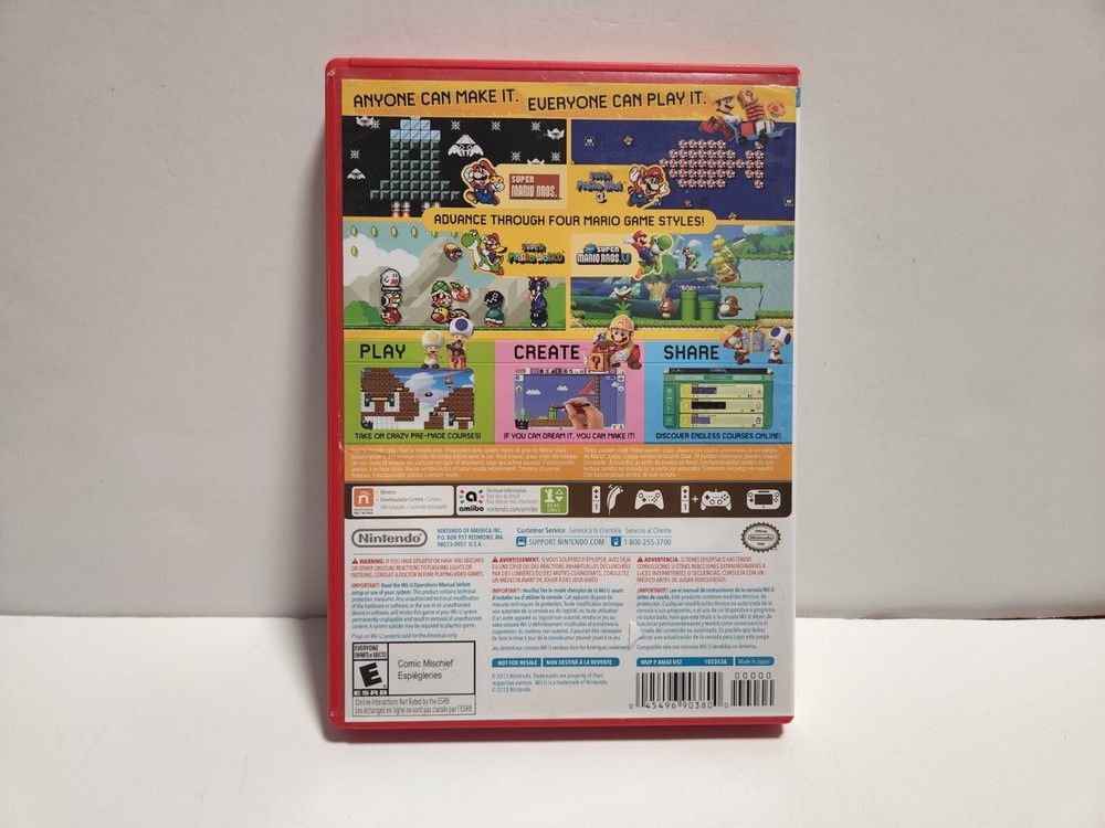 Super Mario Maker (Nintendo Wii U) Original Case Only
