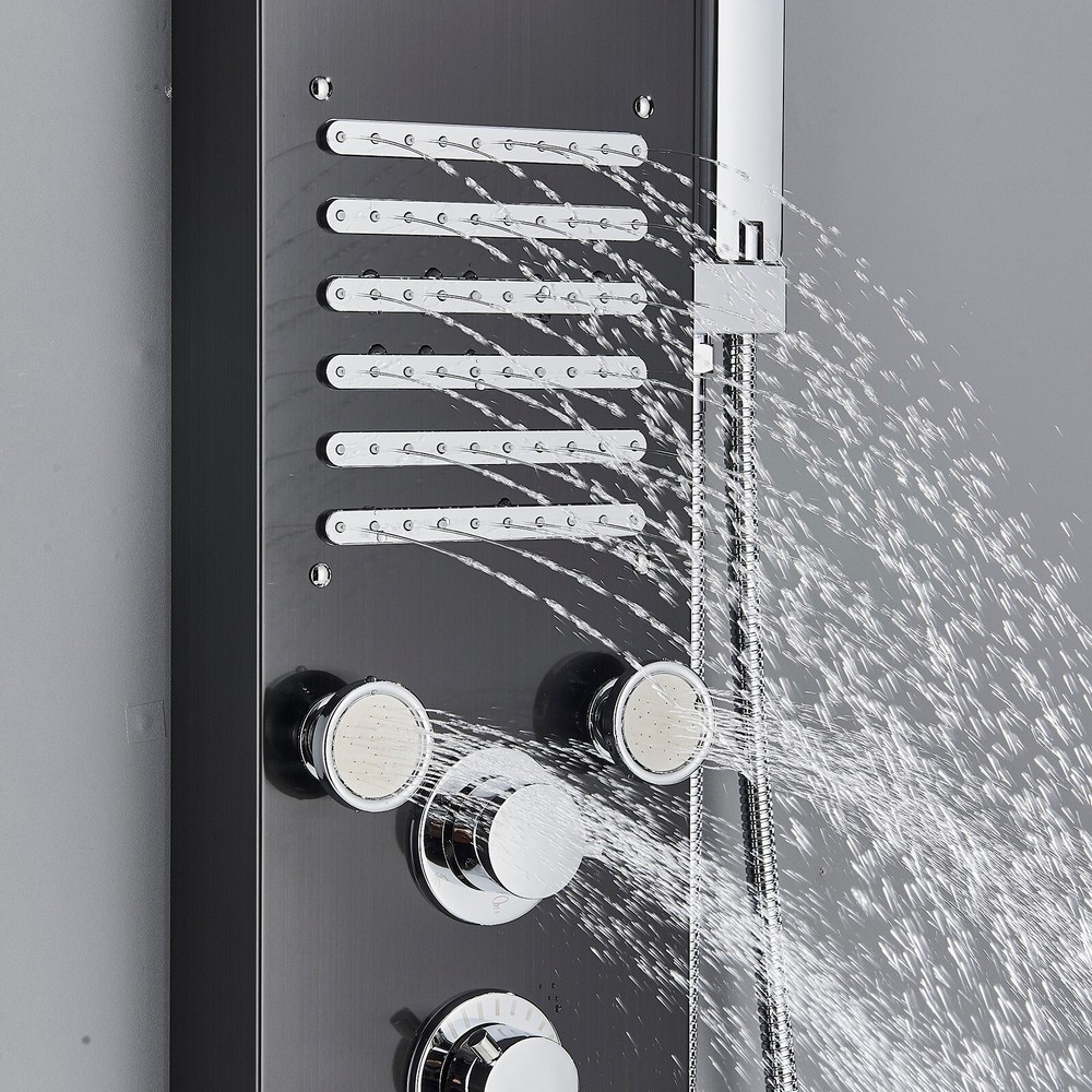LED Rainfall Waterfall Shower Panel Tower System Massage Jet W/Hand Shower