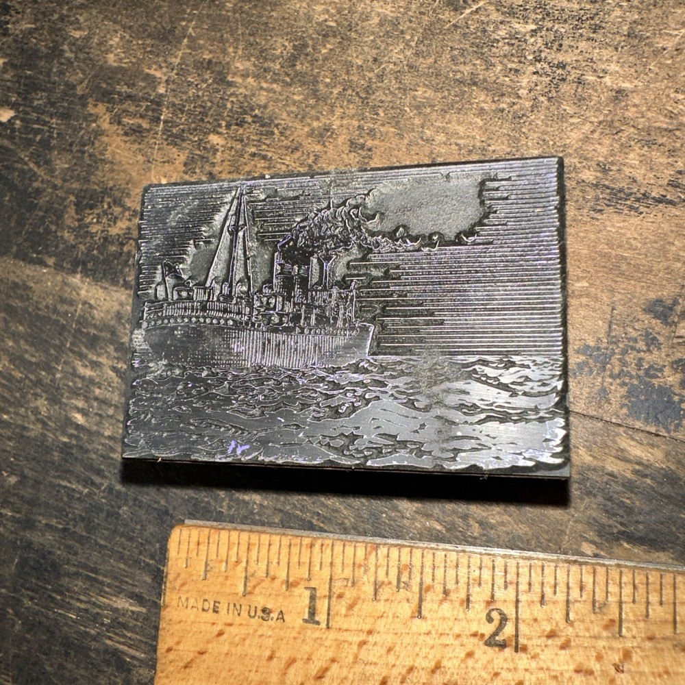 Print Block ( Old Steamship ) Nice Details!