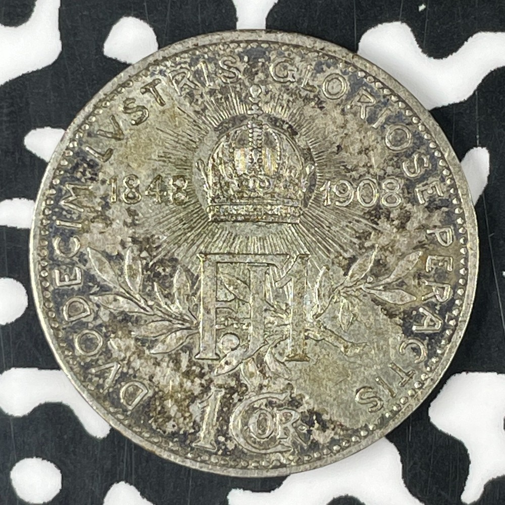 1908 Austria 1 Corona Lot#C9925 Silver!