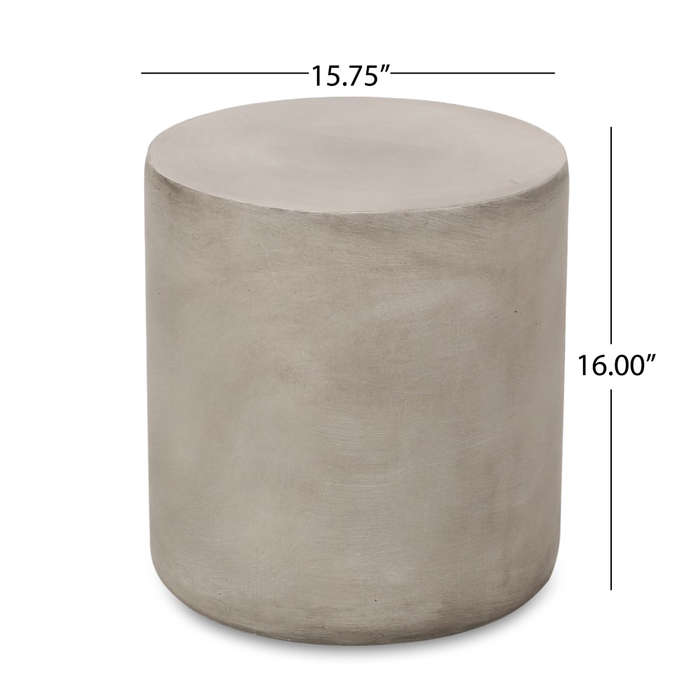 Modern Lightweight Outdoor Concrete Side Table End Table LIGHT GREY Patio