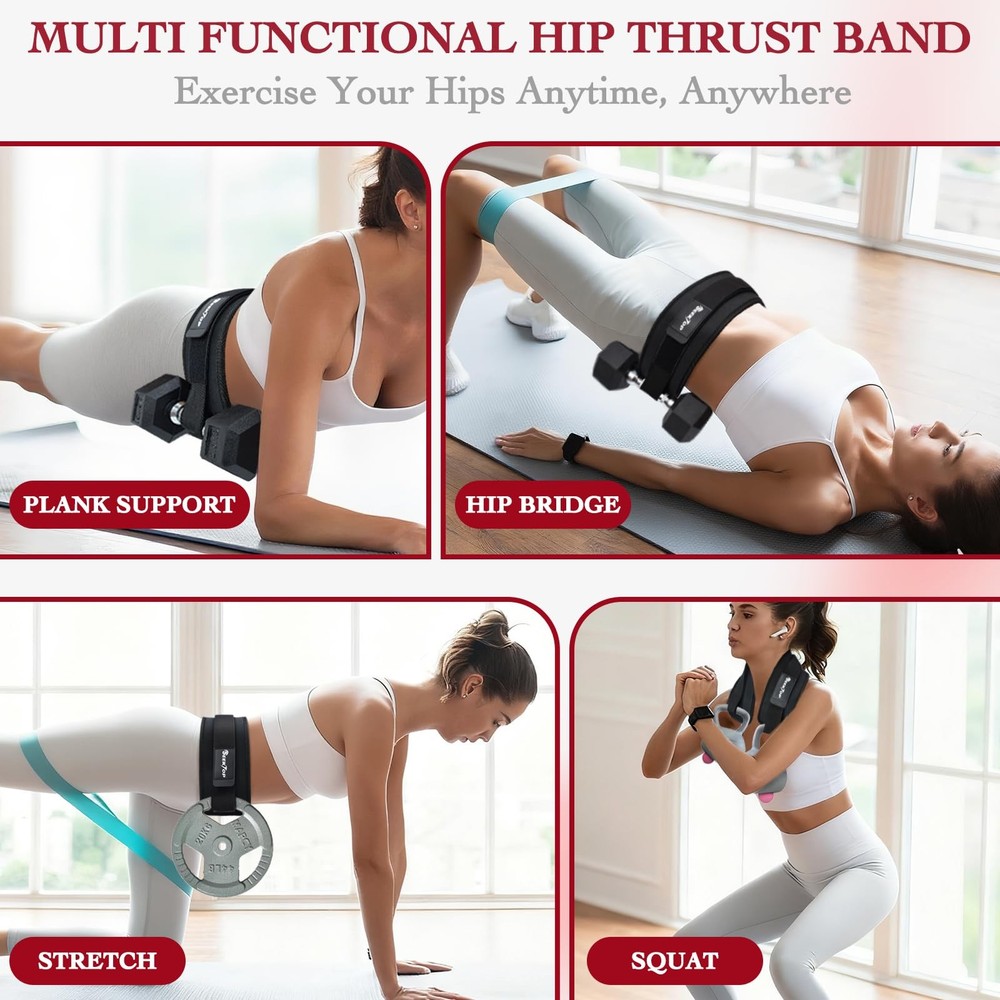 Adjustable Hip Thrust Belt Slip-Resistant Padding Booty Belts for Glutes - Fi...