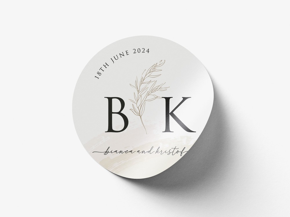 Personalised wedding round sticker labels, custom stickers