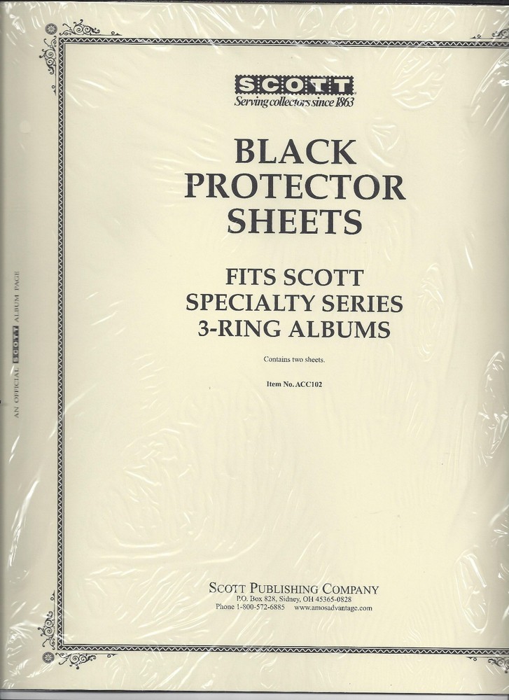 Pkg. of 2 Scott ACC102 Black Protector Sheets for 3-Ring SCOTT Binders