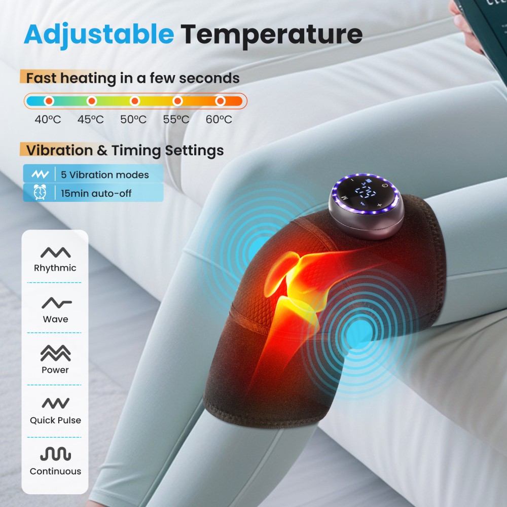 Electric Knee Massager Shoulder Brace with 5 Vibration Modes, 5 Heating Levels