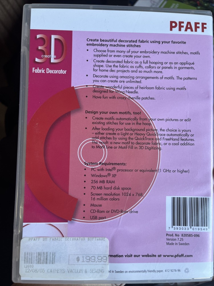 Pfaff 3D Creative Fabric Decorator - 3D Embroidery System - Sealed New