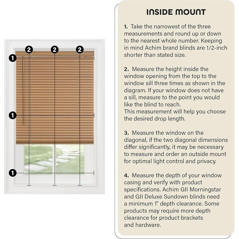 Cordless Vinyl Mini Blinds Light Filtering Easy Install Child Pet Safe