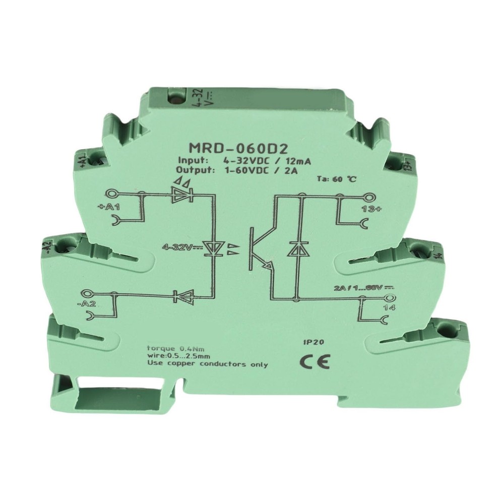 6.2mm DIN Rail Solid State Relay Module 432VDC Input Normally Open LED