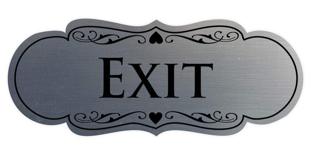 Designer EXIT Sign - Silver - Small (1 Pack) 2" x 5" - Small (1 Pack)