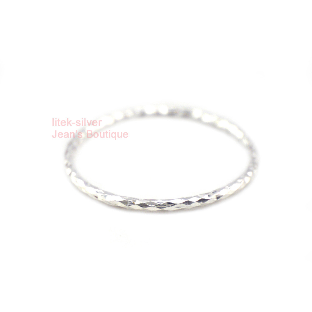 925 Sterling Silver Bling Plain Thin Band Knuckle Midi Ring Stackable A3572-S