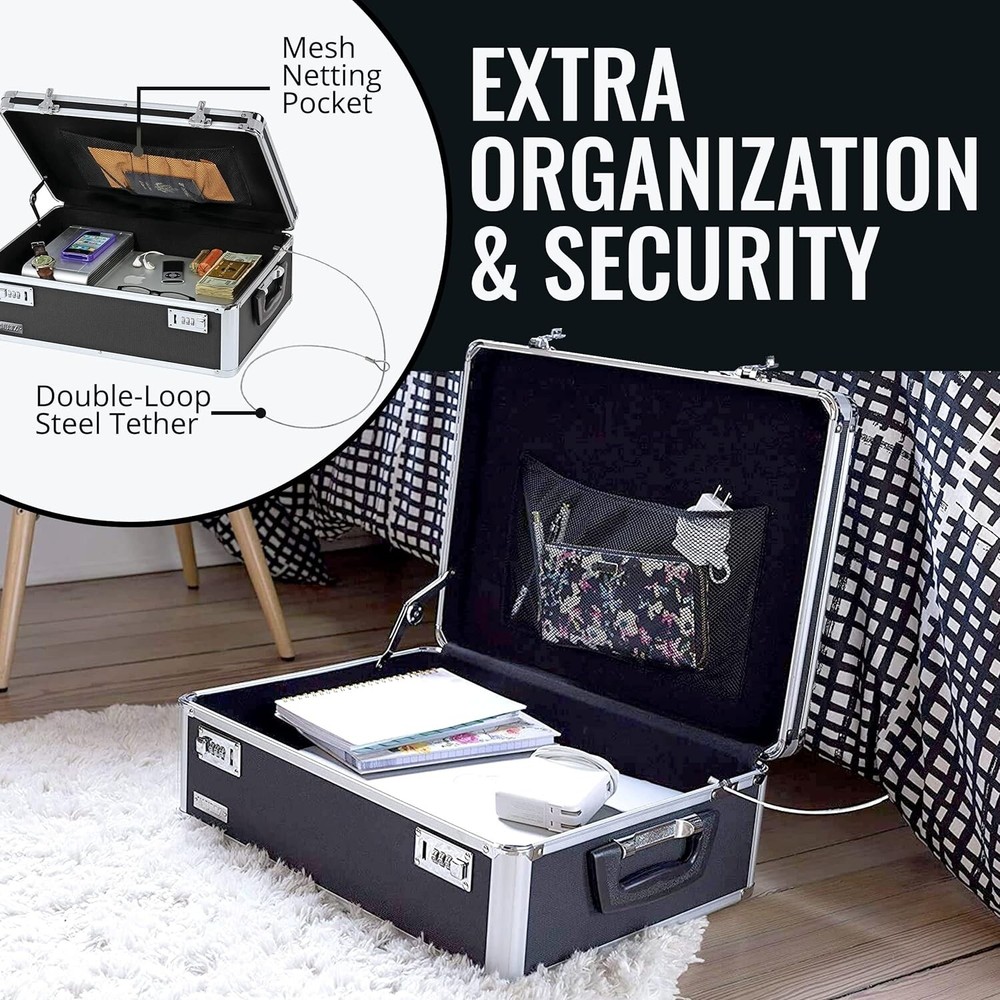 Durable Dorm Storage Trunk with Combination Lock - Secure 6.5 x 23 Inch Lock Box