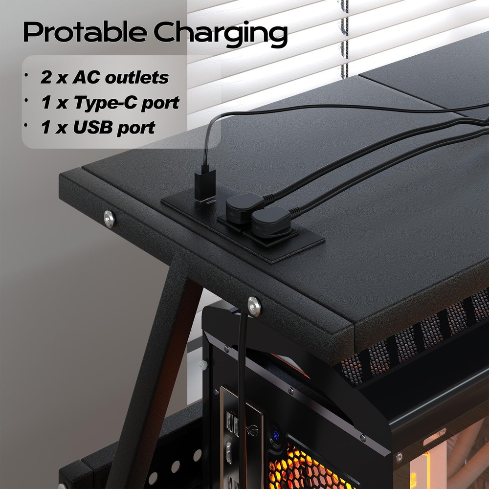 24In Large PC Stand, 5 Levels Height Adjustable Computer Tower Stand with Chargi