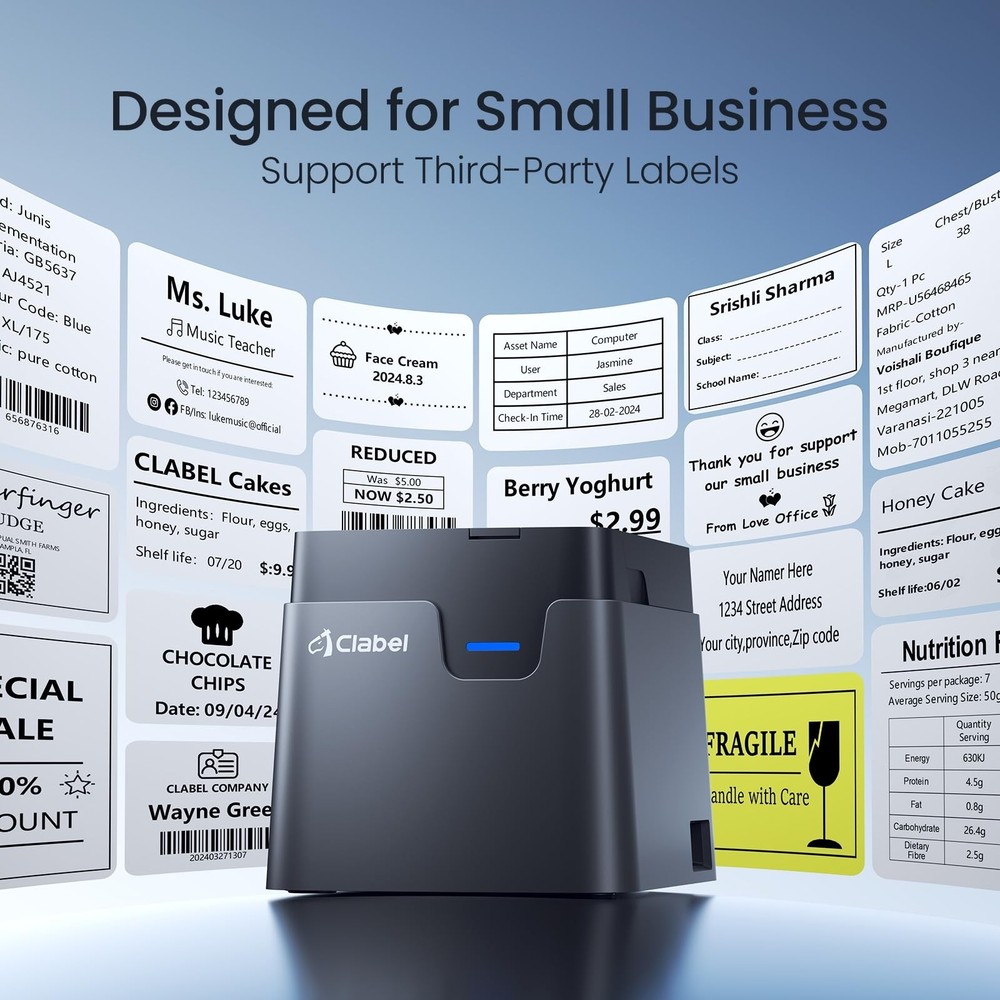 CLABEL Desk Bluetooth Barcode Label Printer: 221D Label Maker with Direct The...