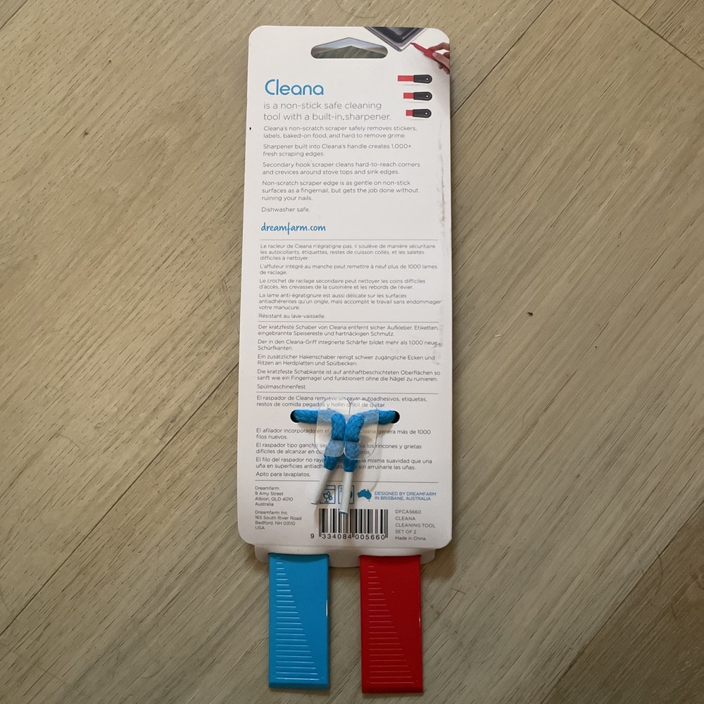 Cleana 2-In-1 Self-Sharpening Cleaning Scraper & Hook Scraper, Safe for Non-Stic