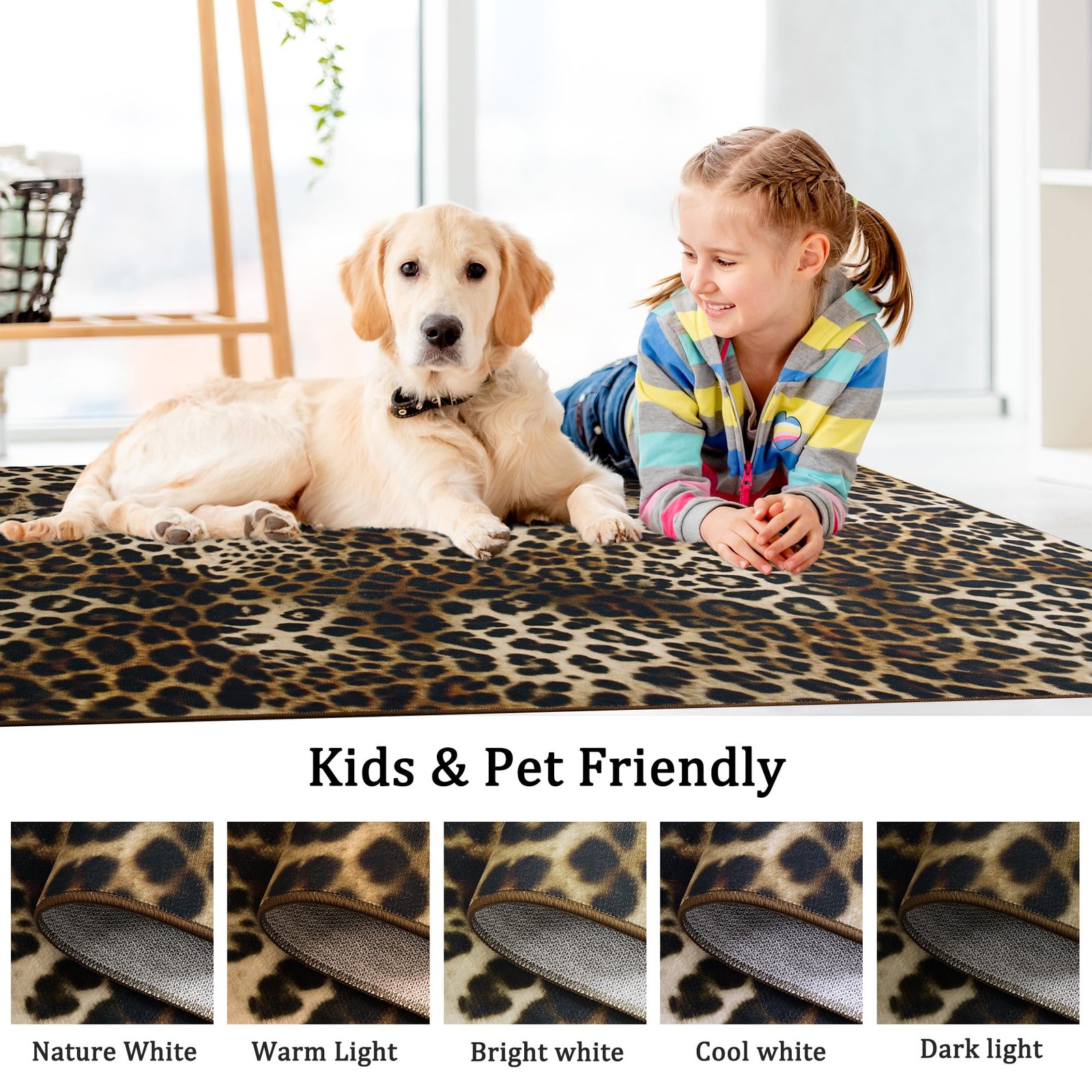 Leopard Area Rugs for Living Room, 4x6 Feet Machine Washable Cheetah Print Ru...