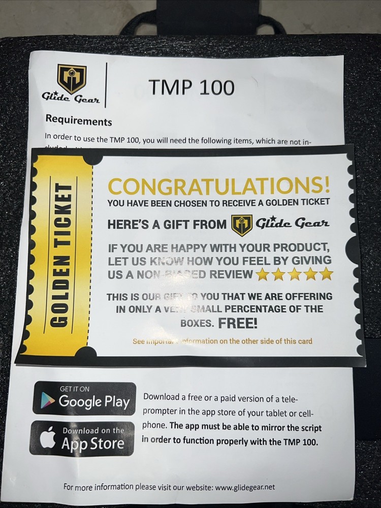 Glide Gear TMP100 Tablet/Smartphone Teleprompter – NEW Open Box w/ Case