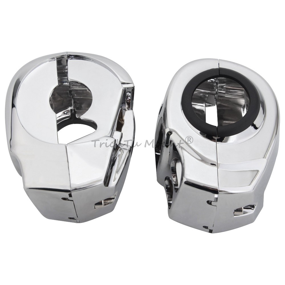 2Pcs Chrome Hand Control Switch Housing Covers For Harley Road King Street Glide