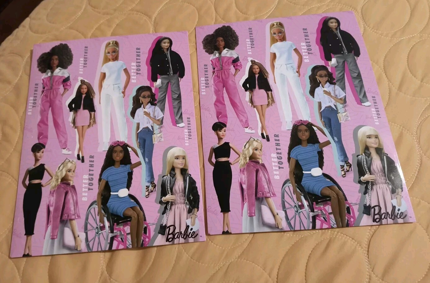 Barbie Pink Portfolio Folders w/pockets Set of 2 School (11.8 in X 9.35 in.)🆕