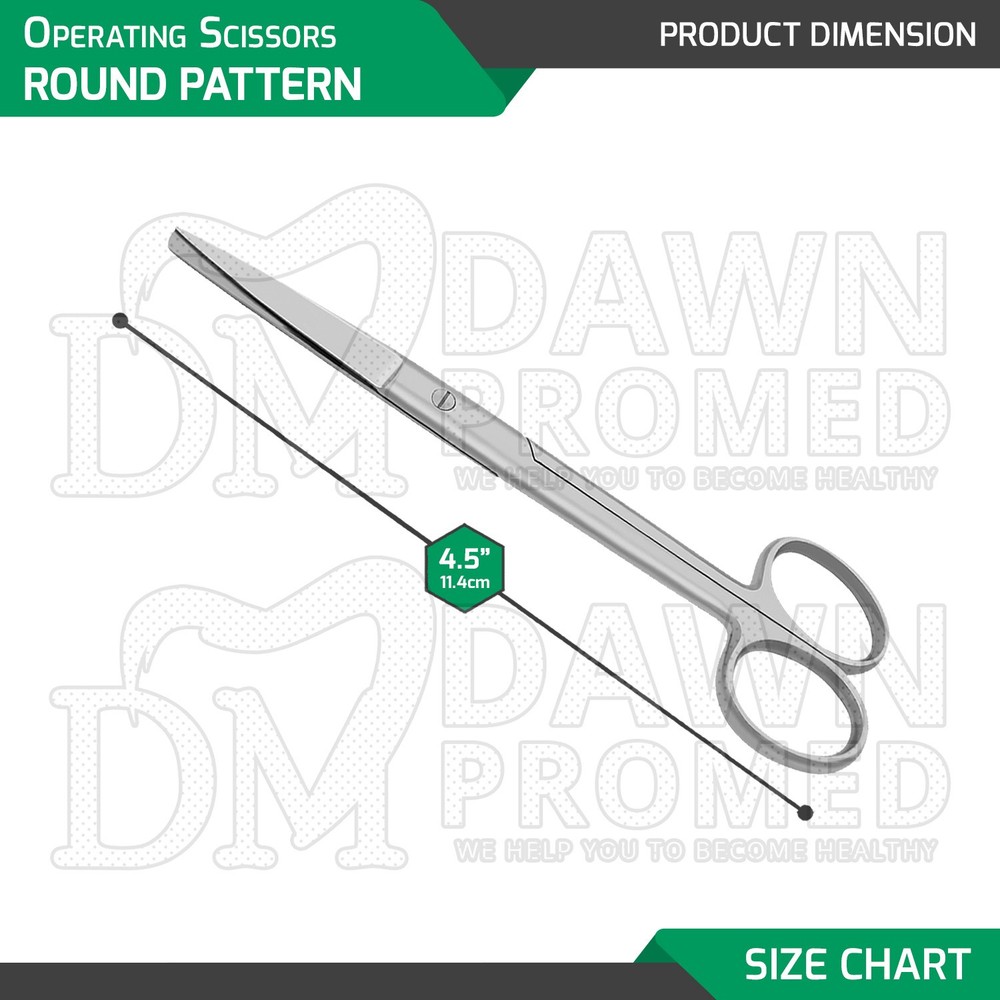 Operating Scissors 4.5" Straight Sharp Blunt Round Pattern Surgical Instruments