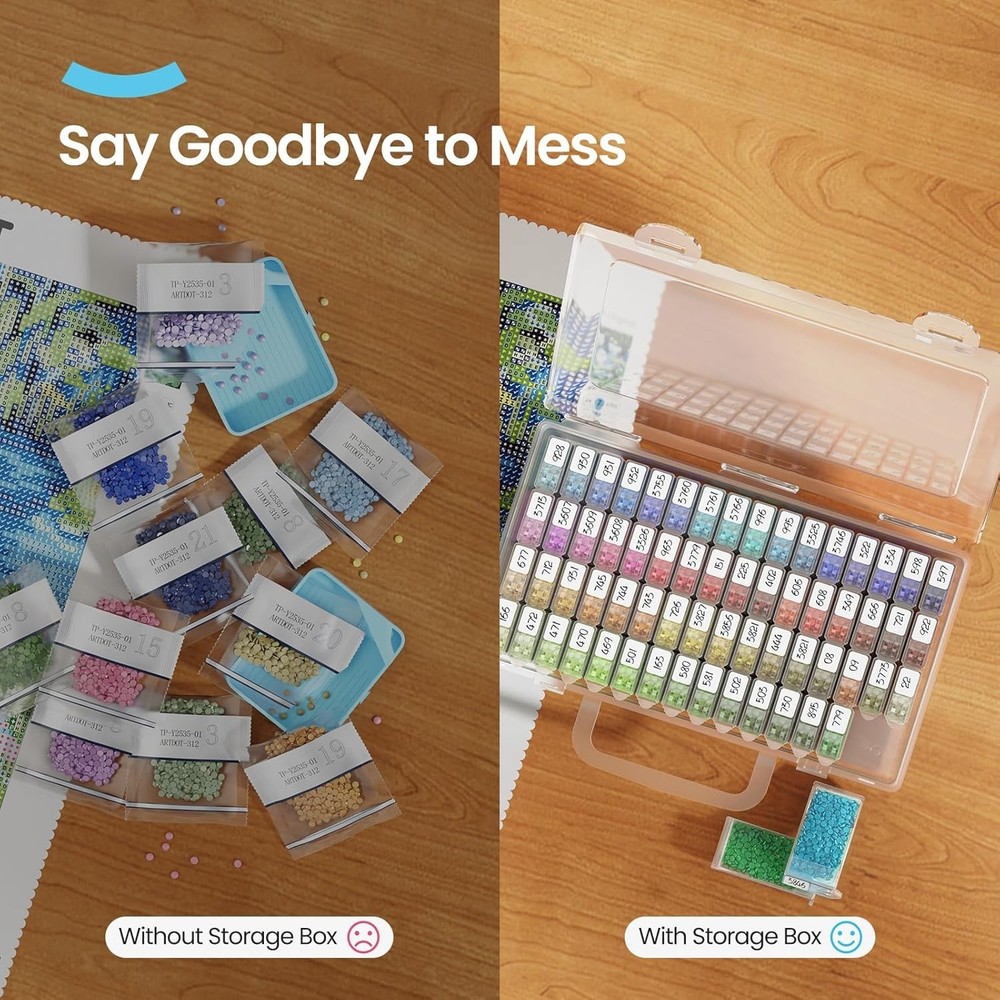 Versatile 64 Jars with Labels: Portable Storage for Diamond Painting Tools