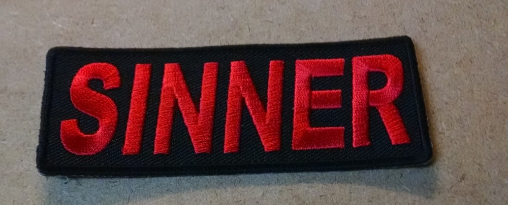 Sinner Red Embroidered Biker Patch