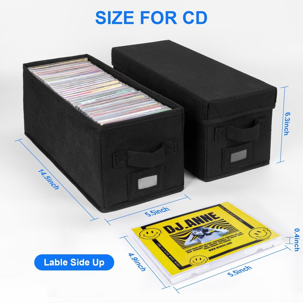 4 Pack CD Storage Boxes with Lid Disc Container Box Media Storage Case