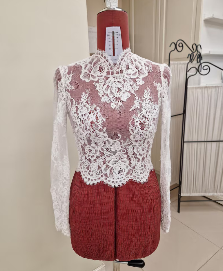 Lace Wedding Jacket Bolero Long Sleeves White Ivory Bridal Jackets for Bride