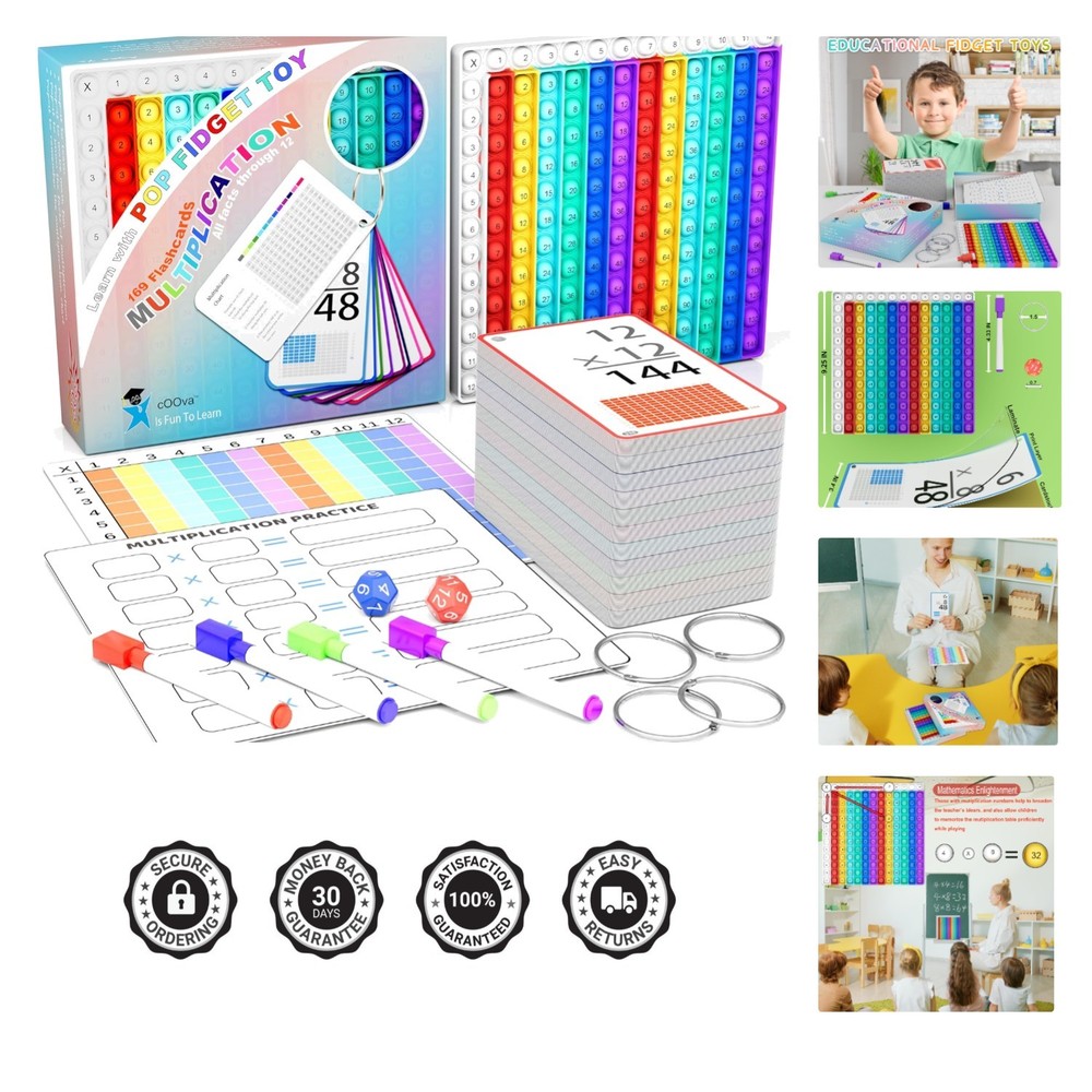 Multiplication Flash Cards + Multiplication Chart - Math Manipulatives Fact C...