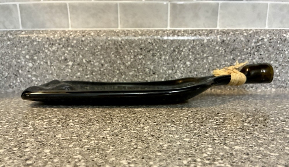 Decorative Amber Brown Flat Pressed Wine Bottle 12”x4.25”
