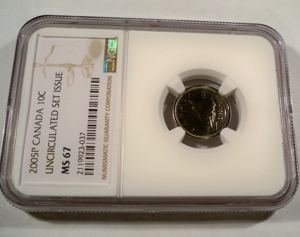 2005P NGC MS67 CANADA DIME BLUENOSE 10c MS 67