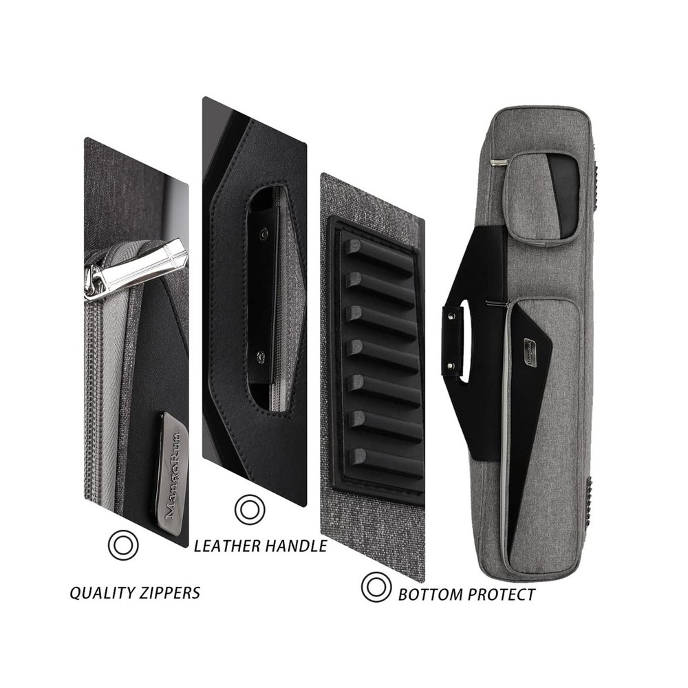 MangoRun Pool Cue Case 4x4 with Backpack Straps Carrying Case for 4 Pool Cues