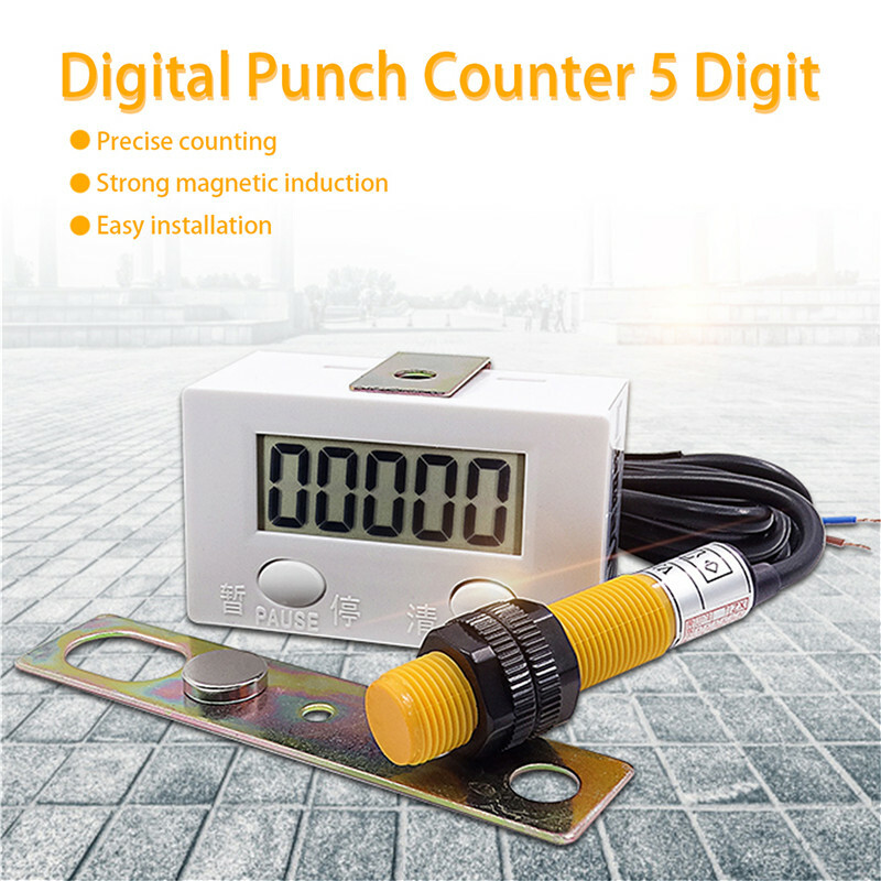 5-Digit Digital LCD Electronic Punch Counter With Switch Reset&Pause Button LM2