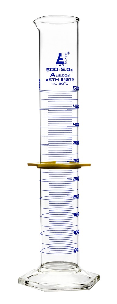 Eisco Labs 500ml Graduated Cylinder with Protective Collar, ASTM, Class A