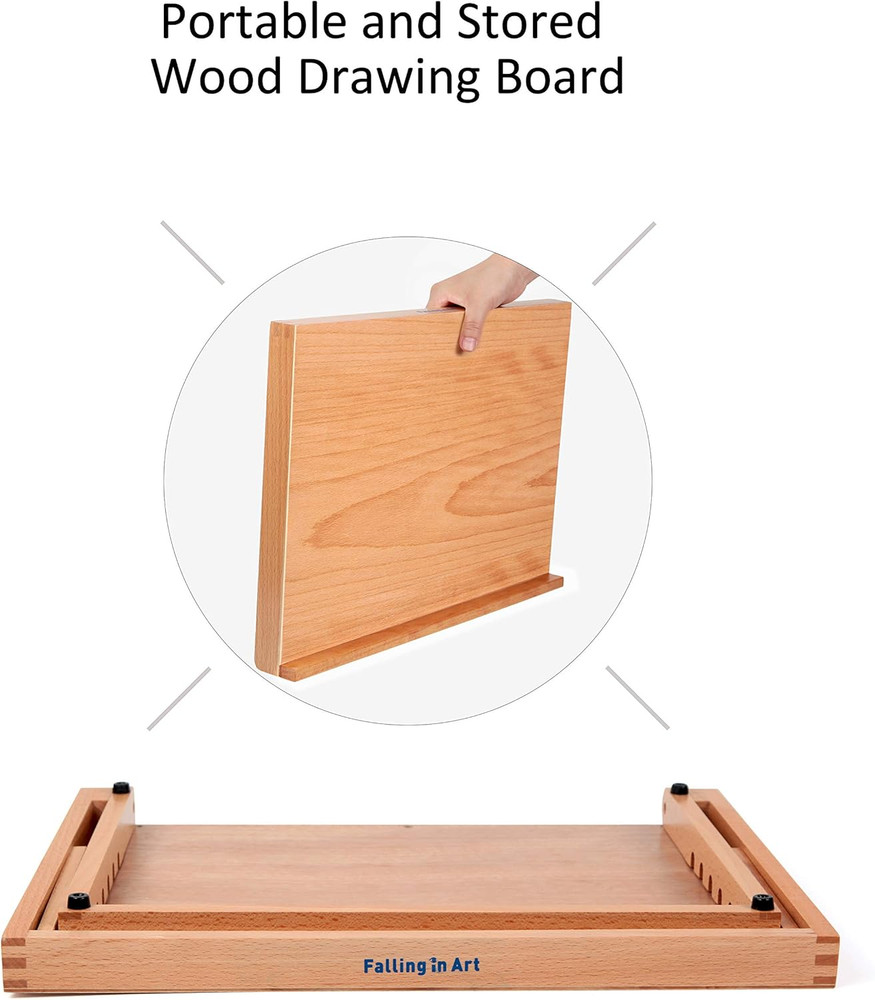 Falling in Art 5-Position Wood Drafting Table Easel Drawing and Sketching Board,