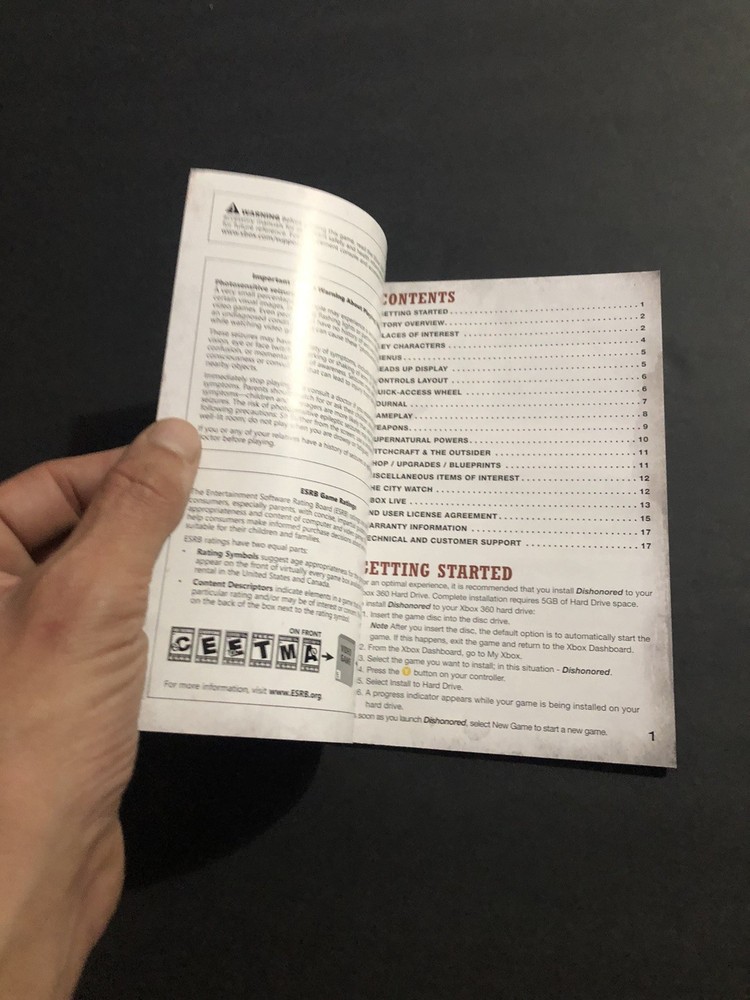 dishonored xbox 360 Manual Only