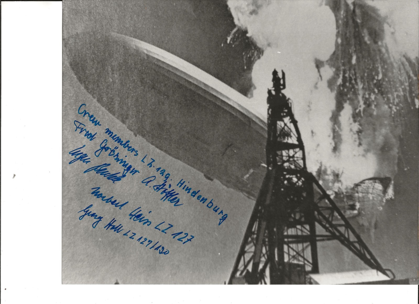 Autographs Hindenburg and Graf Zeppelin crew members 8 x 10 photo