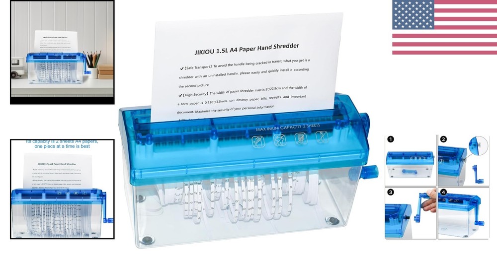 Handheld A4 Paper Cutting Tool with 1.5L Bin – Elegant Shredding Solution
