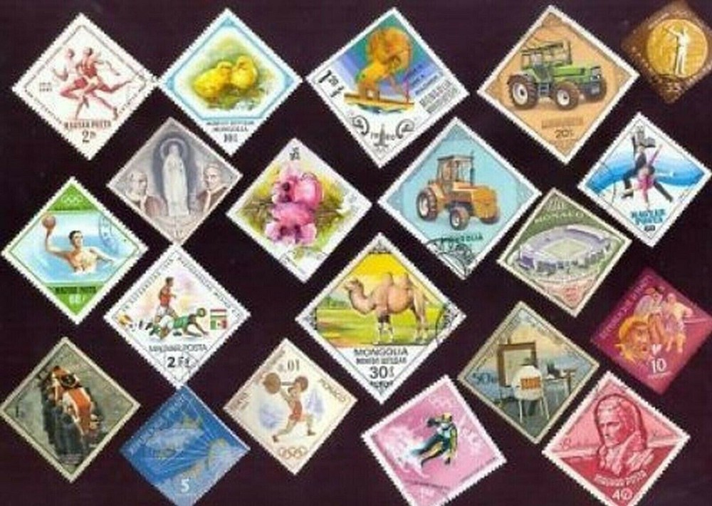 100 ALL DIFFERET DIAMONDS (DIAMOND SHAPED) STAMPS