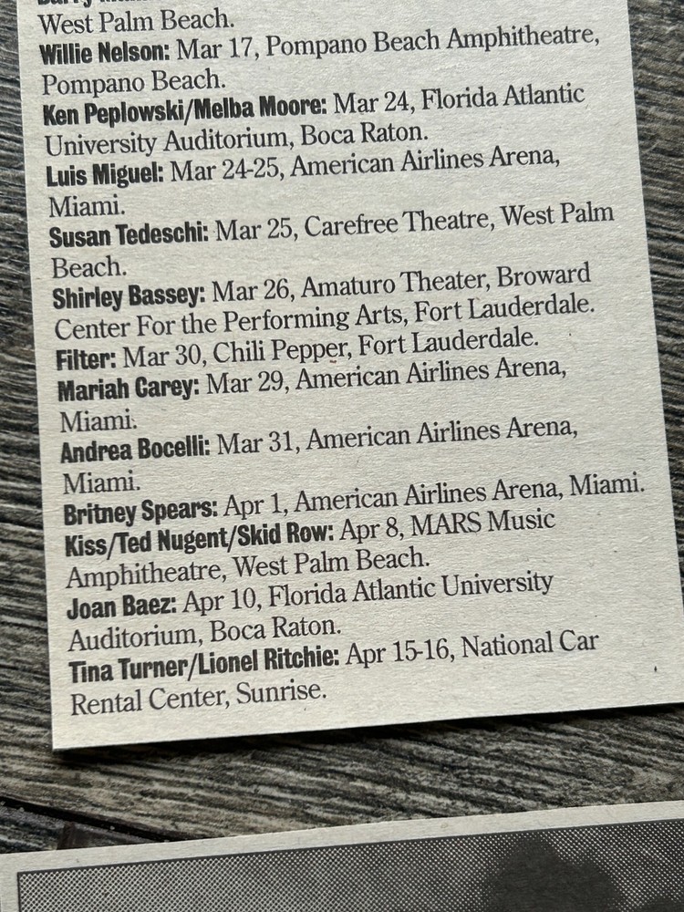 KISS Concert Ad Clipping Farewell Tour West Palm FL Apr 8 2000 Lot Vintage Kiss