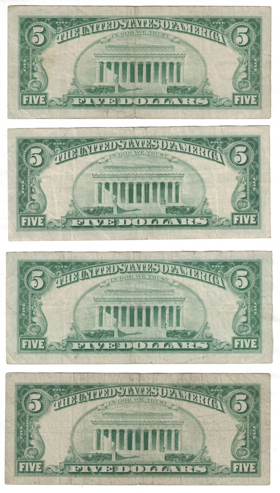 1963 $5 FIVE DOLLARS RED SEAL FR-1536