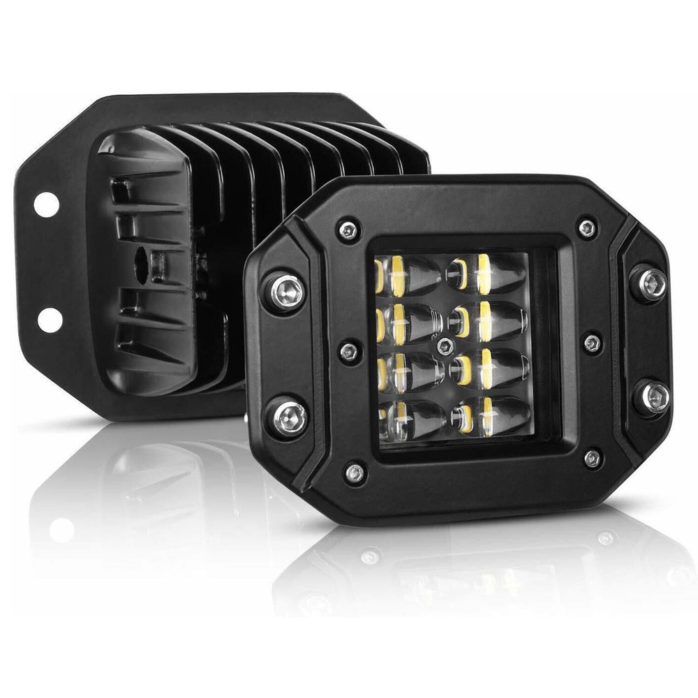 5" Flush Mount LED Work Lights Backup Reverse Bumper Off-Road Driving Cube Pods