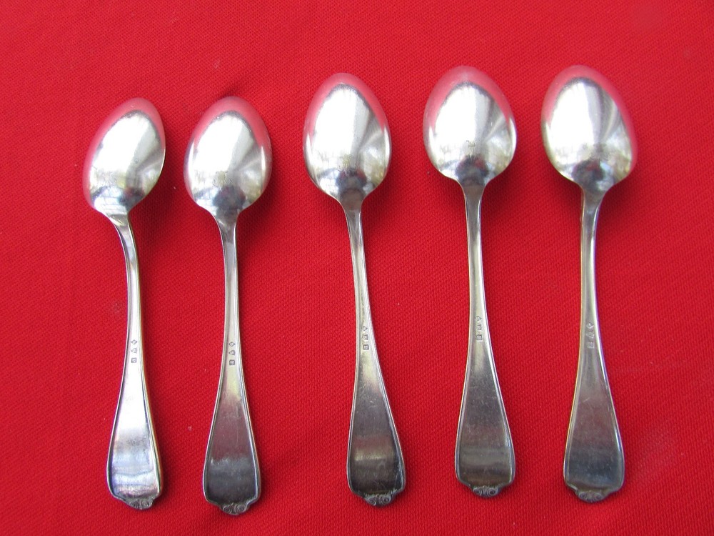 1915 Conant Pattern 5 Teaspoons By Smith Silver Plate 5 7/8" lg Flatware